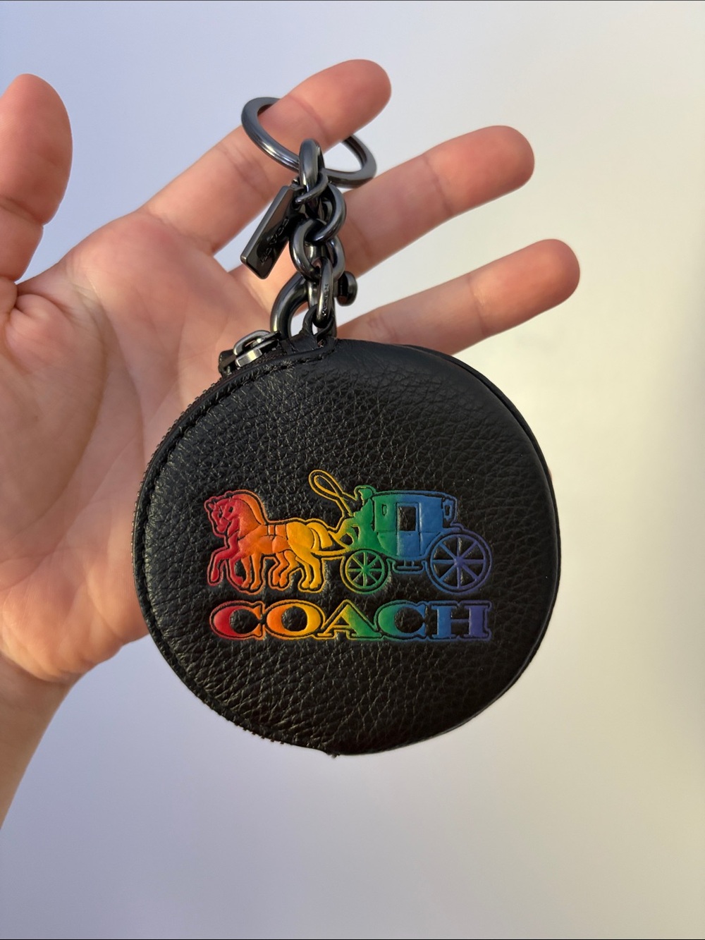 NWOT Coach Pride Rainbow Black Leather Coin Purse